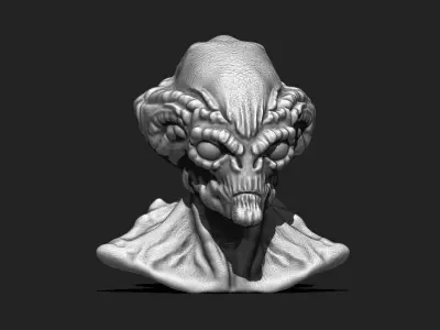 Alien Bust 4 - Sci-Fi 3D Model STL Download 3D print model