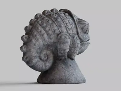 Stone Chameleon Statue Low-poly 3D model