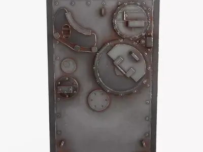 Rusted Metal Bunker Door 4 Low-poly 3D model