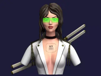 Cyber Girl Low-poly 3D model