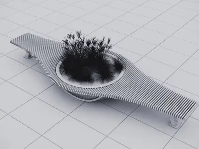 Modern Outdoor Bench 3D model