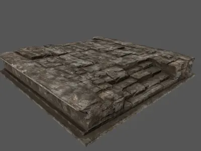 Stairs stone slab Low-poly 3D model