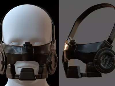 Gas mask helmet 3d model scifi Low-poly  Low-poly 3D model 283