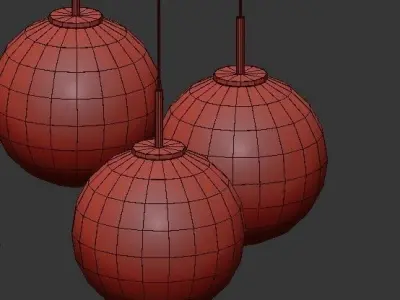 LANGUEDOC five glass globes hanging from gold chandelier 3D model