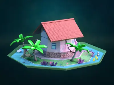 House hat Low-poly 3D model