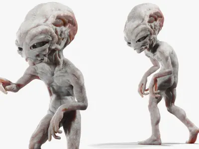 Gray Alien Blender Low-poly 3D model