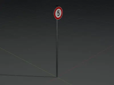 Traffic sign 274-5 Speed limit 5 km h Size 1 Low-poly 3D model