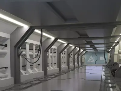 spaceship space station futuristic metal aliens doom sci-fi 3D model