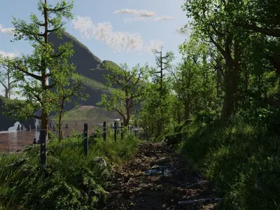 Path Near Ocean Scene 3D model