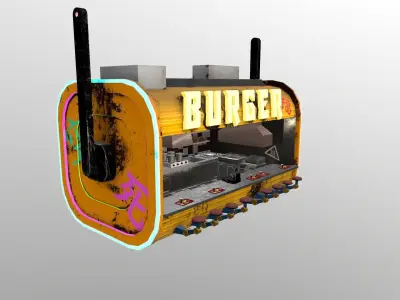 Cyberpunk City - Burger Stand Low-poly 3D model