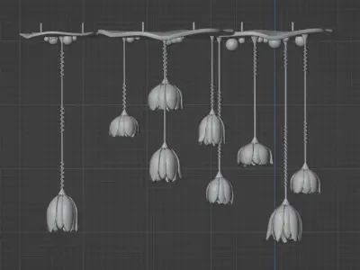 glass lily lamp Low-poly 3D model