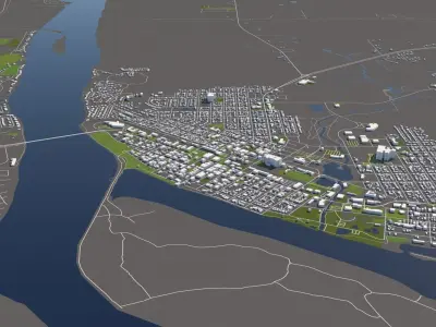 Pierre South Dakota USA 50x50km 3D model