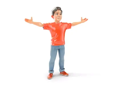 Animated Young Male Character with Casual Attire Rigged and A... Low-poly 3D model