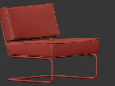 LOUNGE CHAIR RIDGE RIB YELLOW 3D model