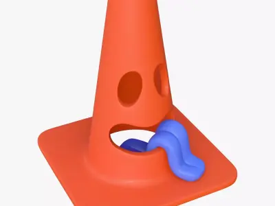 Cartoon Wasted Traffic Cone M1 3D model