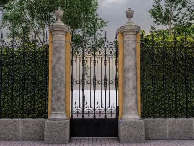 Fence Peak in classic style Doors and Gates Wrought Iron Fence 3D model