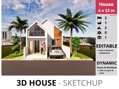 House 6x12m code 520 - Sketchup 3D model 3D model 3D model