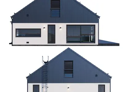 Modern cottage with floor plan 3D model