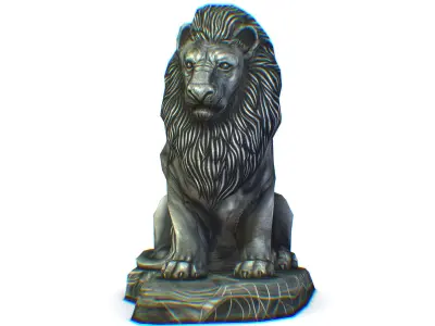 Low Poly 3d Statue Lion Dark Metal Cast Iron Low-poly 3D model