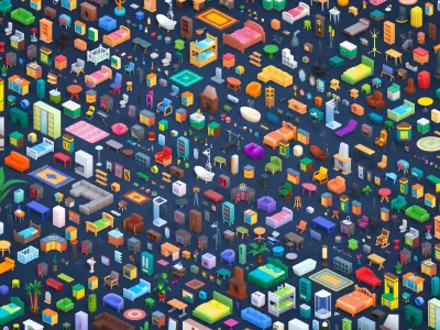 Furniture Cute Low-poly 3D model