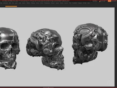 skull robot head a05 3d print model 3D print model