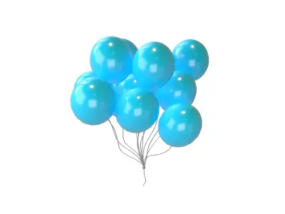 Bunch of Balloons v1 013 Low-poly 3D model