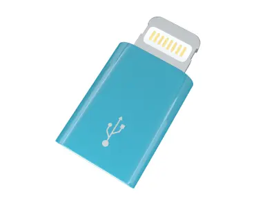 Lightning to Micro USB Converter v1 004 Low-poly 3D model