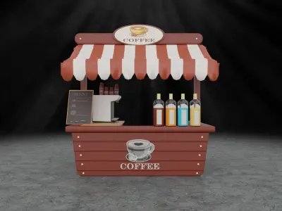 The Street Coffee Shop Low-poly 3D model