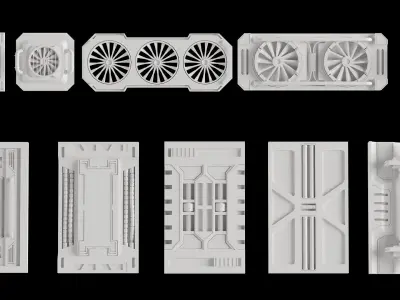 Sci-fi Interior Corridor Kitbash 100 Model Low-poly 3D model