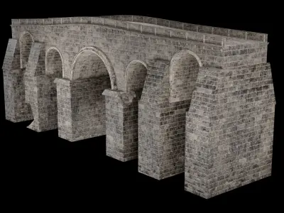 MEDIEVAL BRIDGE CASTLE STONE PLATFORM RUINED ROAD COLLECTION Low-poly 3D model