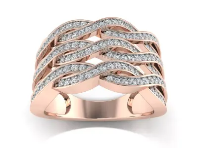 Light Weight Rose Gold Diamond Ring  -R-3922 3D print model