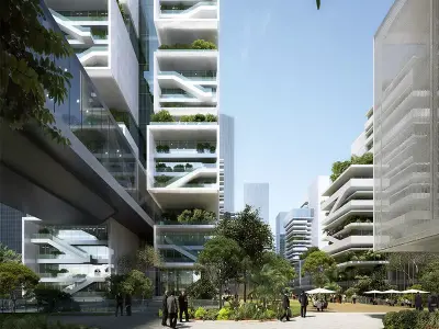 Waterfront Vertical Garden Towers Mixed-Use Complex 3D model