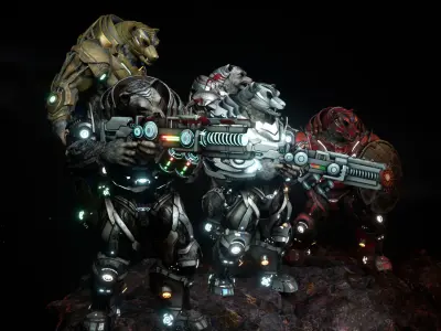 Bear sky fi Low-poly 3D model