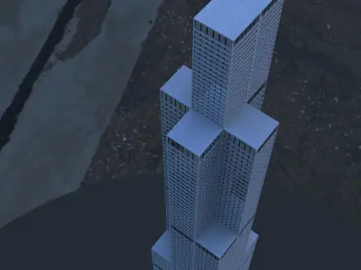 Skyscraper at sunset 3D model