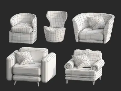 Cartoon furniture collection for game Low-poly 3D model
