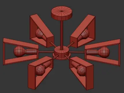 KLARK light fixture with wooden frames and bulbs 3D model