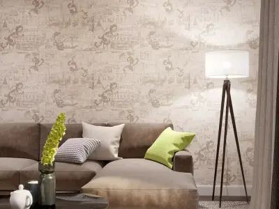 Vintage City Toile Wallpaper Texture Texture