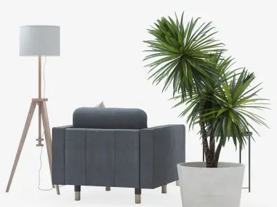 IKEA set with LANDSKRONA armchair and ottoman GLADOM coffe table 3D model