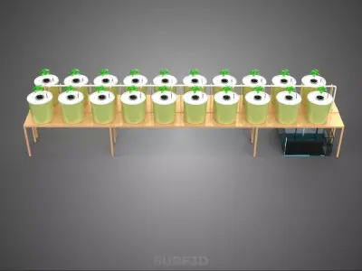 DUTCH BUCKET PLANT VEGETABLE FRUIT HYDROPONIC FARM CULTIVATION 3D model