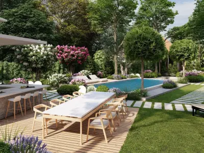 3D Exterior Scene 3D model design garden and landscape 3D 3D model