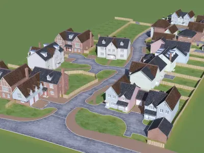 UK country neighborhood 3D model