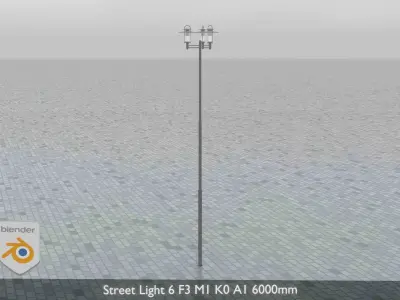 Street Light 6 F3 M1 K0 A1 6000mm Low-poly 3D model