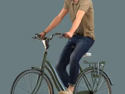 Low poly set of 3D men on a bike 3D model 3D model