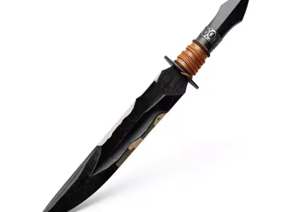 Stylized Tactical Combat Dagger Low-poly 3D model