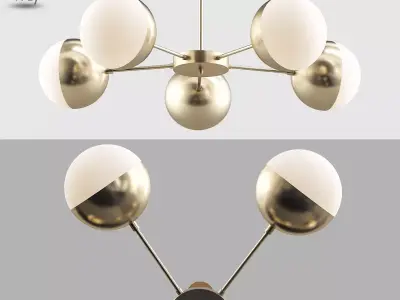 Copper Light Chandelier 5 3D model