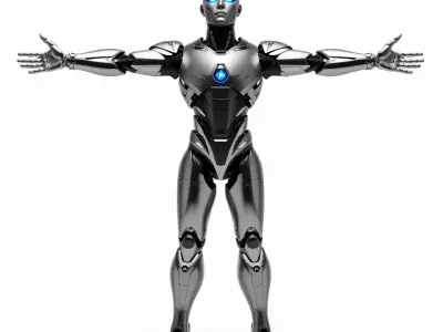 Futuristic Humanoid Robot Model Pack Low-poly 3D model