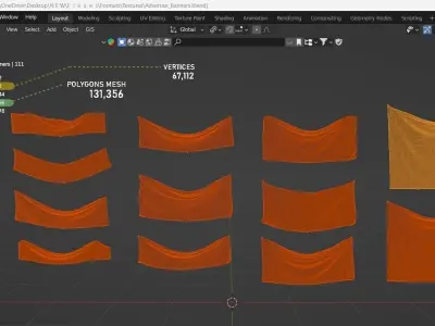 Street Ads Banners Low-poly 3D model