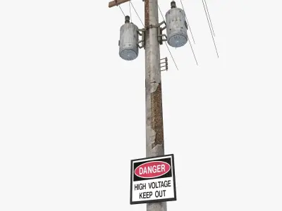 Abandoned Electric Pole 3D model