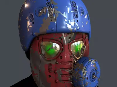 Gas mask helmet 3d model scifi Low-poly Low-poly 3D model 16