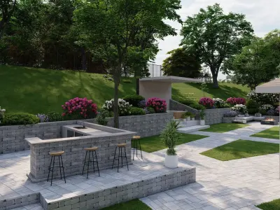 3D Exterior Scene 3D model design garden and landscape 3D 3D model 8